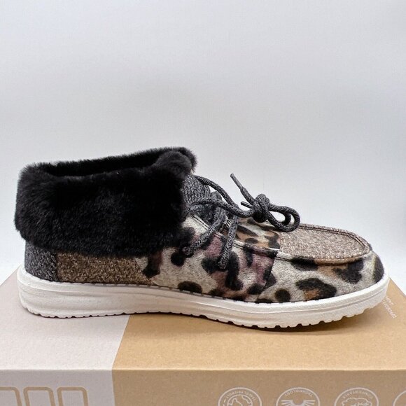Hey Dude Britt Patchwork Java Gray Women's Comfort Shoes US / EU 36 - Faux Fur - Picture 8 of 12